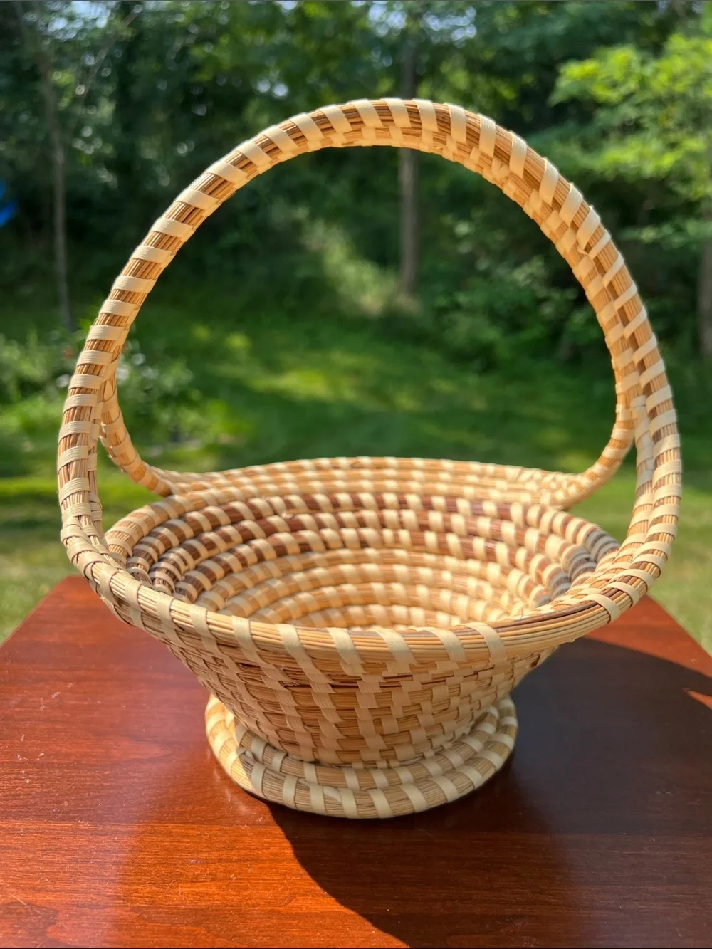 Vintage Charleston South Carolina Sweetgrass Bullrush Gullah Handwoven Basket
